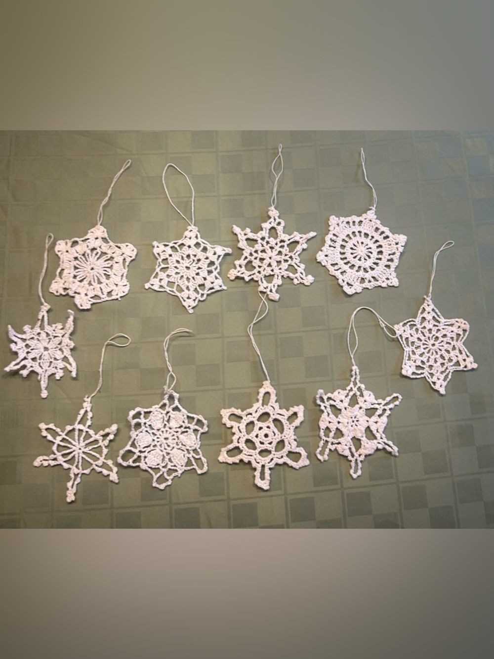 Vintage handmade crochet snowflakes